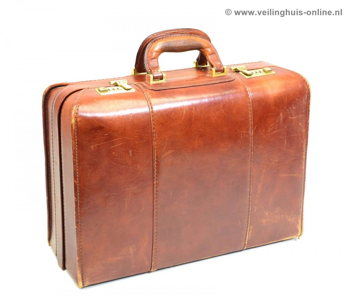 Echt lederen Doctors Bag Cross Body Aktetas Organisator Case Cortex Bruin
